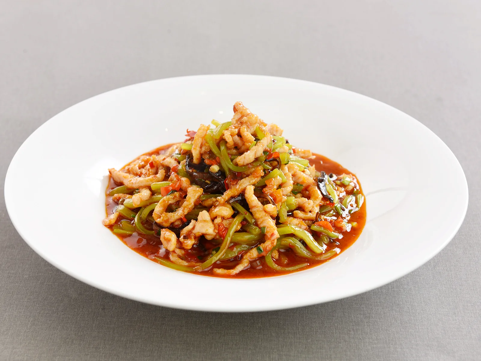 Signature fish-fragrant shredded pork with green pepper and wood ear mushroom